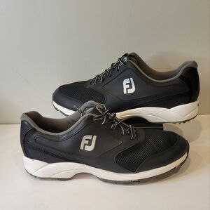 FootJoy FJ Athletics Men Golf Shoes 56816 Black Size‎ 10.5 M Spikeless